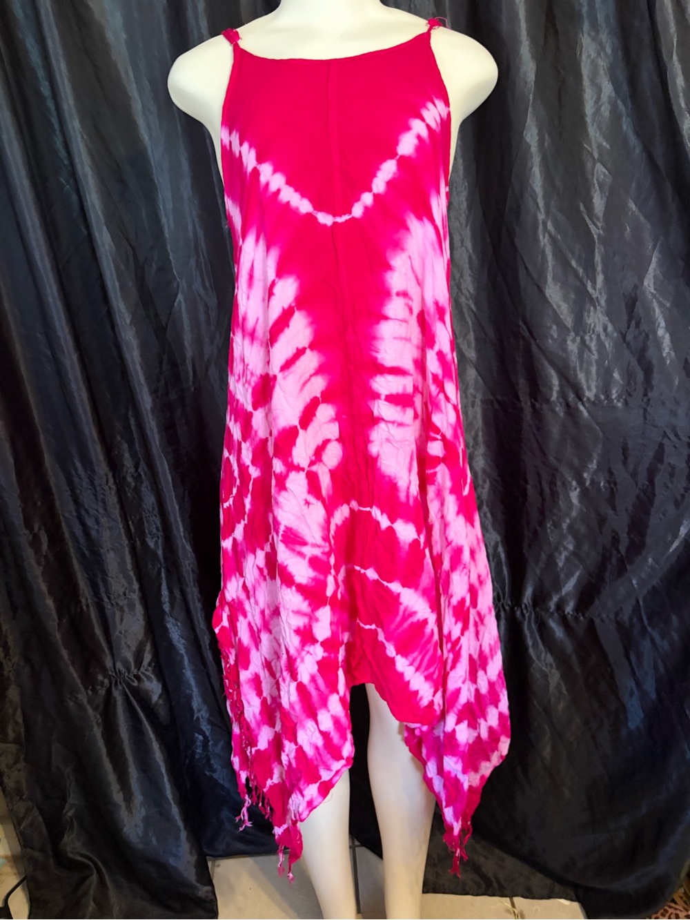 Beach By Exist Hot Pink Tie-Dye Asymmetrical Hem Dress